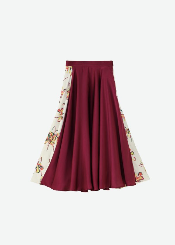 フレアスカート パープルレッド×ホワイト